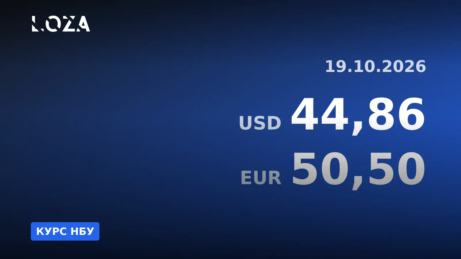 Курс НБУ на 19 жовтня: долар — 44,86 грн, євро — 50,50 грн